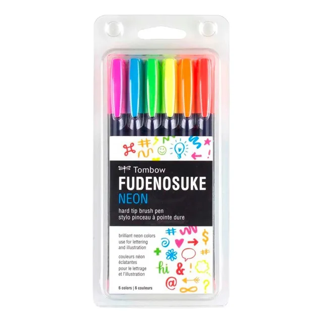 Marcadores Tombow Fudenosuke Colores Neon 6 Piezas