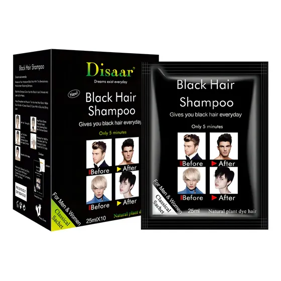 Shampoo Cubre Canas Tinte Rapido Negro 5 Minutos 10 Sobres