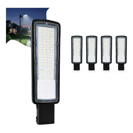 Kit 4 Luminária Led P/ Poste 200w Iluminação Publica Bivolt 110v/220v (bivolt) Preto Branco-frio