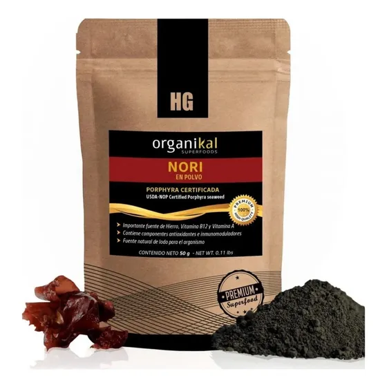 Nori En Polvo Organikal Apto Vegani Sin Tacc 50 Grs Sabor Natural