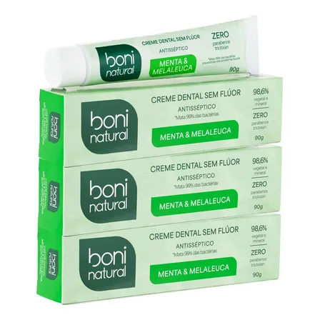 Kit 3 Cremes Dentais De Menta & Melaleuca 90gr Vegano