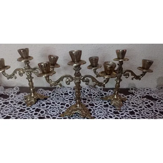 Candelabros De Bronce Para 3 Velas 