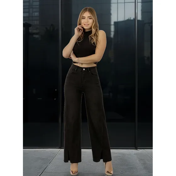 Jeans Palazzo   Elasticado Tiro Alto Calce Perfecto