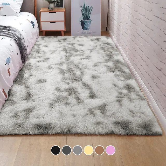 Alfombra De Sala Suave Decorativa Tapete Cuarto Afelpada 160x120 Cm Poliéster Antideslizante Blick Color Gris