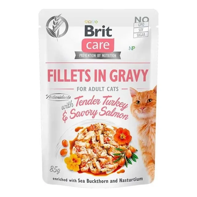 Brit Care Cat Fillets In Gravy Tender Turkey/salmon 85 Gr