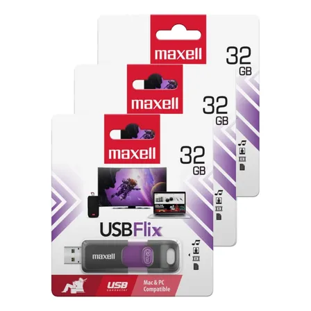 Pack 3 Pendrive Maxell Flix 32gb 2.0