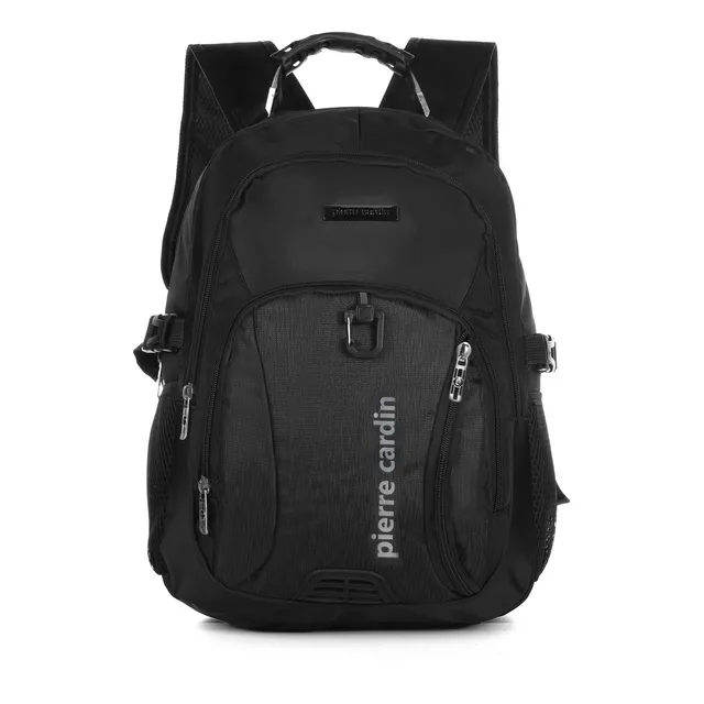 Mochila Urbana Deportiva Portanotebook Pierre Cardin Color Negro Diseño De La Tela Liso