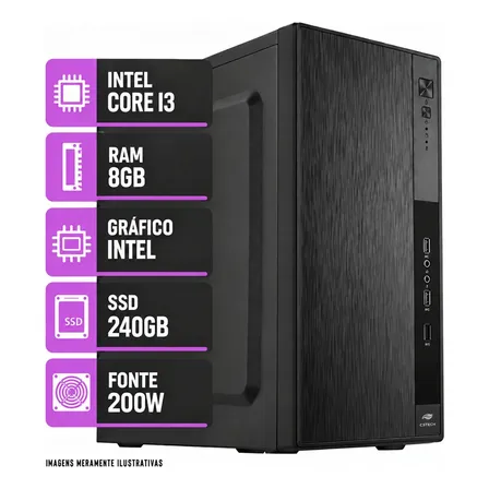 Computador Pc Intel Core I3 8gb 240gb Windows 10 Nf-e 240 Gb 8 Gb Processador Com Vídeo Integrado