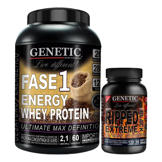 Whey Proteína Energía Ripped Extreme Quemador Dieta Genetic Sabor Café