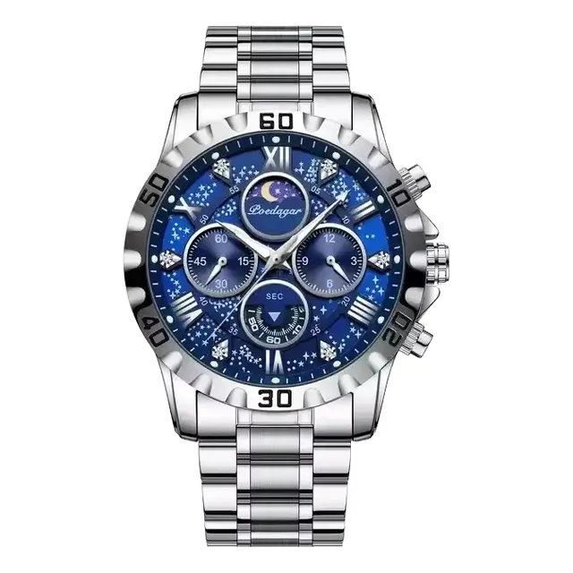 Reloj Pulsera Poedagar 973 Aleación Zafiro Cronógrafo.