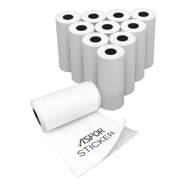Pack 10 Rollos Cintas Termicas 57x30mm Papel Adhesivo Continuo Para Impresora Térmica de 3.7 metros cada una soporta temperaturas de entre 5 °C y 45 °C