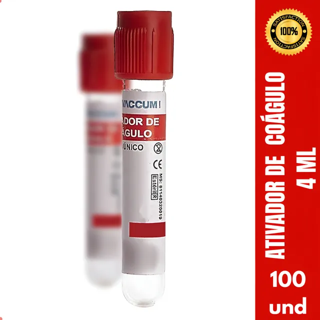 Tubo Coleta Sangue Ativador De Coágulo Vermelho 4ml 100 Und