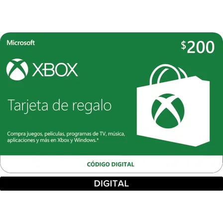 Gift Card Xbox $200 Mxn (digital)