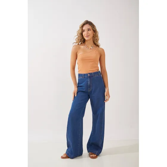 Jean Wide Leg Recorte Pierna Rimmel