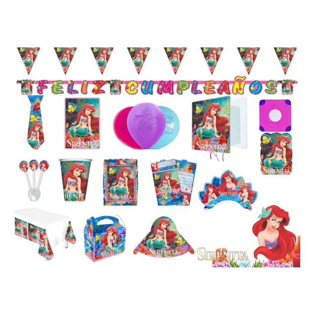 Kit Decoración Piñata Fiesta Infantil  La Sirenita Ariel