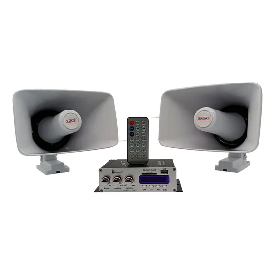 Kit Perifoneo Voceo Amplificador Usb Mas 2 Trompetas Radox