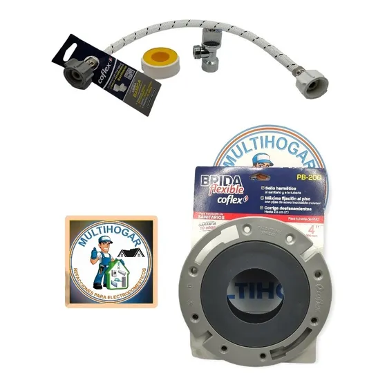 Kit Instalación Sanitario Wc Con Brida Wc 4  Manguera Valvul
