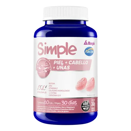 Colágeno Simple en gomitas sabor Frutilla x 240g de 60 un
