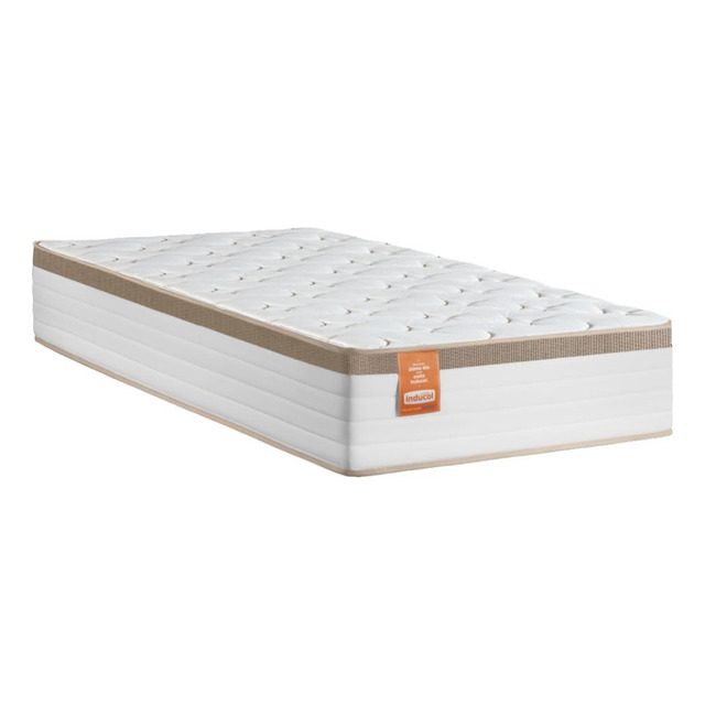 Colchão Solteiro Molas Ensacada Real 88x188x27cm Branco/bege