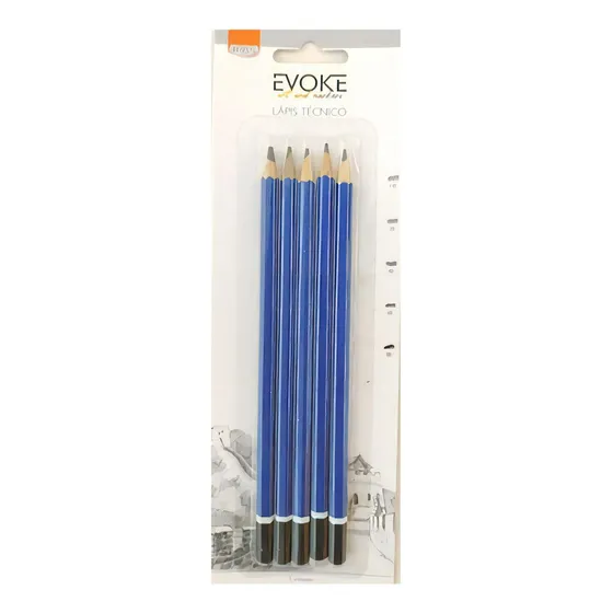 Kit 5 Lápis Técnico Para Desenho Hb, 2b, 4b, 6b E 8b Brw