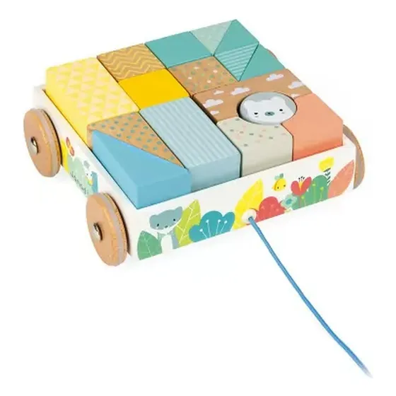 Juego De Encastre Carrito Con Cubos De Madera