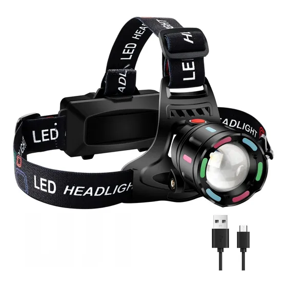 Linterna Cabeza Led 90000 Lm Recargable Tipo-c Tactica 800w
