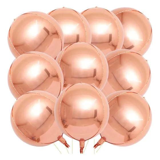Globos De Lámina Metálica 4d De 22 Pulgadas, 15 Unidades Color Oro Rosa