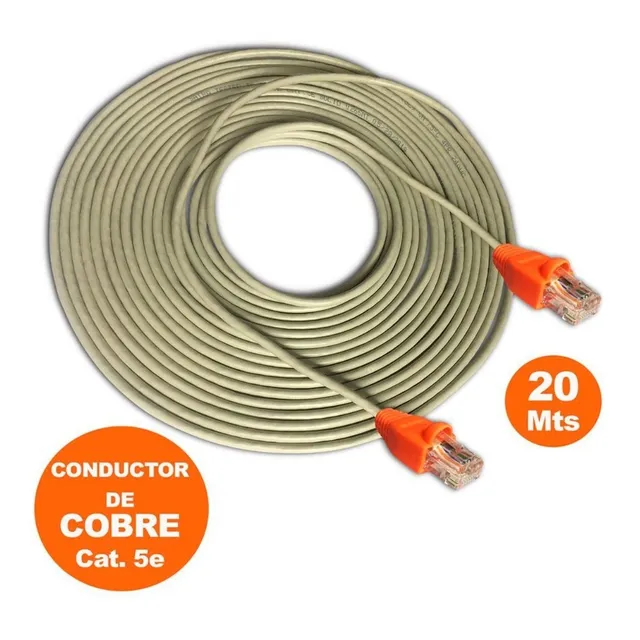 Cable  Internet Utp Cat5e 20mts Gris Armado De Cobre Satra