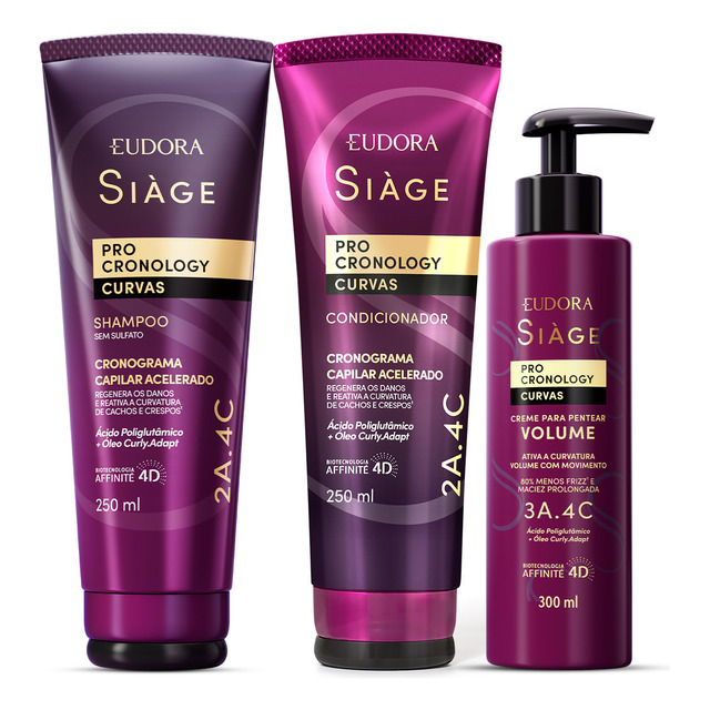 Combo Siàge Pro Cronology Curvas: Shampoo 250ml + Condiciona