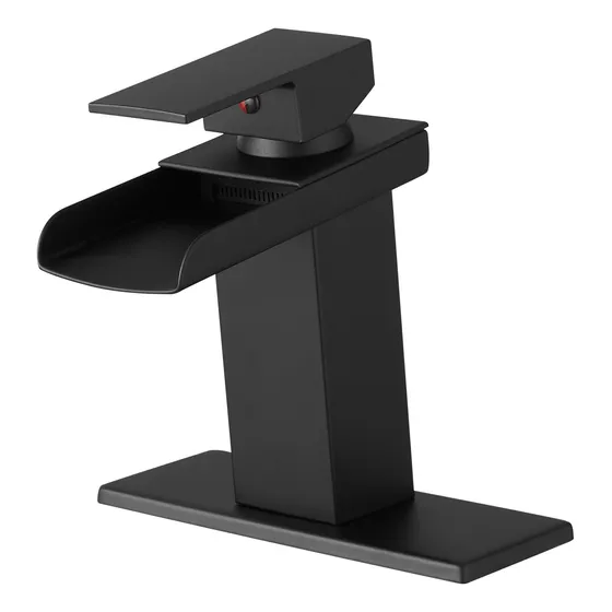 Grifo De Baño En Cascada Negro Mate Con Plataforma Llaves