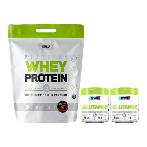 Whey Protein 3 Kg + 2 Glutaminas X 300 Grs Star Nutrition