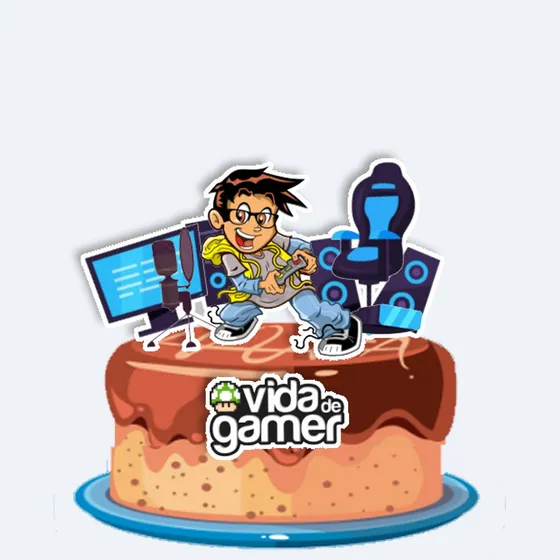 Topo De Bolo Topper Vida De Gammer Menino Óculos 3171