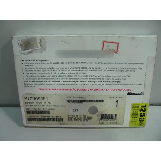 Cd Win Home Basic 7 Sp1 32-bit Brazilian La Original Lacrado