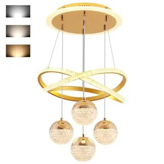 Lámpara De Techo Led, 80 W, Moderna, Decorativa, Colgante, Tricolor, Ajuste Para Comedor, Sala De Estar, Dorado