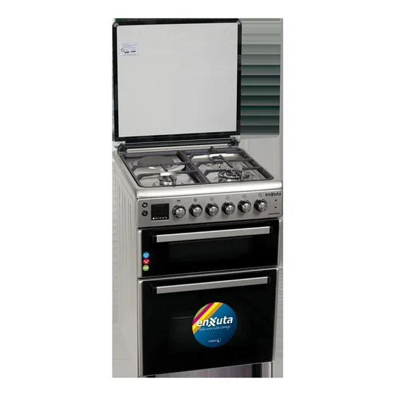 Cocina Doble Horno Con 3 Hornallas Y 1 Disco Electrico Inox