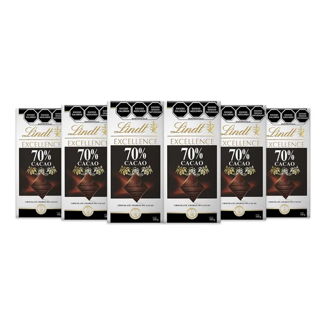 Pack 6 Barras Chocolate Amargo Lindt 70% Cacao 100g
