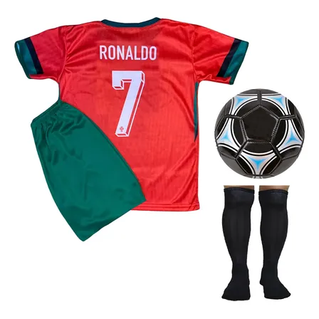 Kit Conjunto Futebol Infantil Jogo Time Europa + Meia + Bola