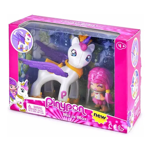 Muñeca Pinypon con Unicornio Volador - 15 cm, 2 muñecas, accesorios incluidos