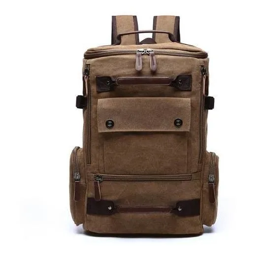Mochila Tática Militar De Lona Reforçada Para Viagem Acampamento Camping Compartimento Para Notebook Cor Marrom Desenho do tecido Liso