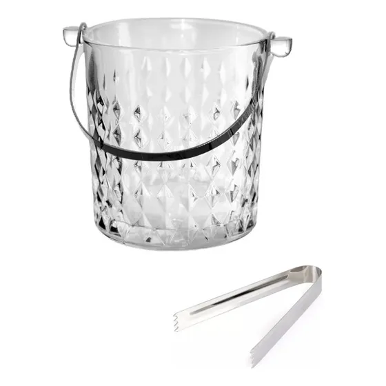Set Hielera Con Pinza Para Hielo Color Transparente