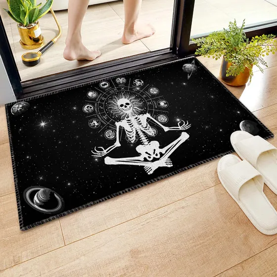 Gelyijix Alfombra Baño Antideslizante Calavera Galaxia Negra