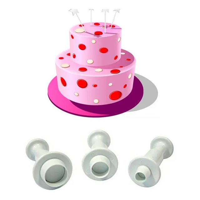 Set 3 Mini Cortadores Circulos Con Expulsor Para Fondant