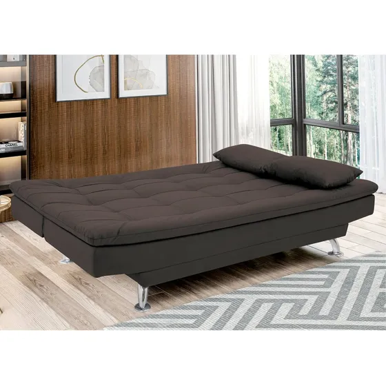 Sofá-cama 1,90 Metros Linoforte Melissa Espuma D-33 Cor Capuccino