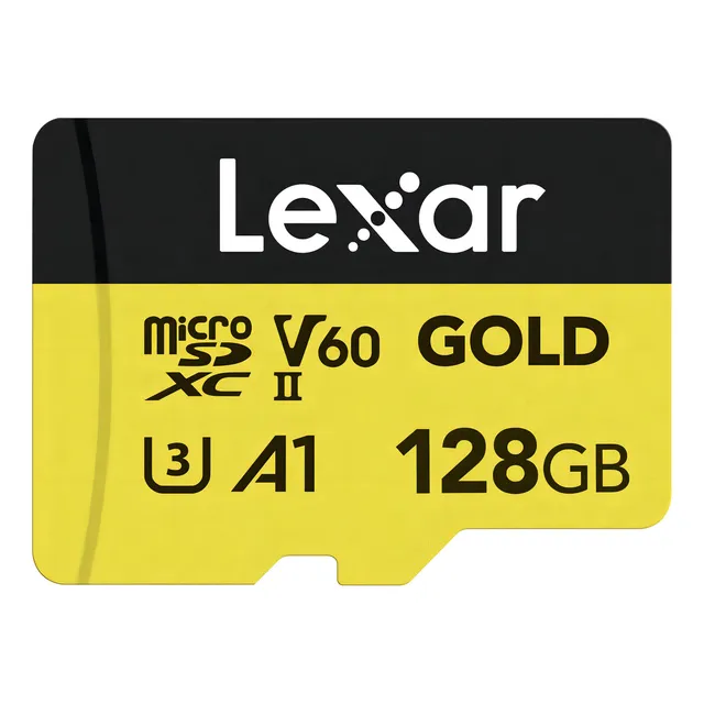 Lexar 128gb Professional Gold Micro Sd Card Uhs-ii C10 U3 V60 A1 Full Hd 4k Uhd Up To 280/180 Mb/s For Drones Action Cameras Portable Gaming Devices lmsgold128g-bnnng