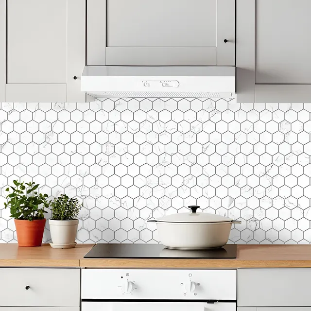 Lamina Azulejos Autoadhesivos Hexagonales Mármol