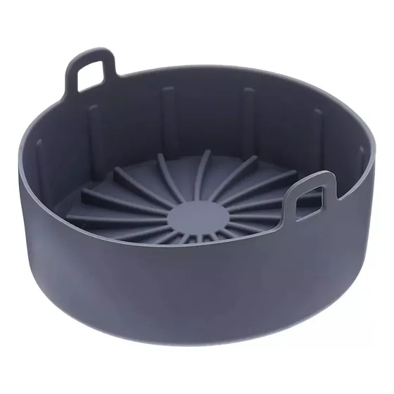 Molde Recipiente Silicona 16cm P/ Freidora De Aire Airfryer Color Gris