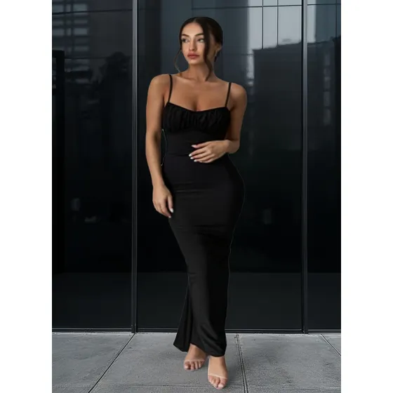 Vestido Fiesta Frunce Al Cuerpo Espalda Descubierta 28388