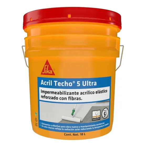 Sika Impermeabilizante Acril Techo 5 Años Ultra 18l Fibratado blanco