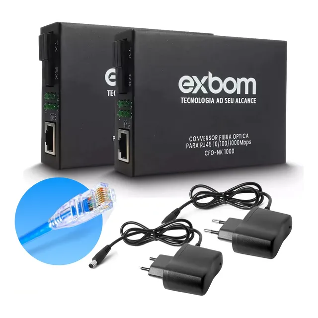Par Conversor Mídia Fibra Óptica A+b Gigabit 1000 Mbps Rj45