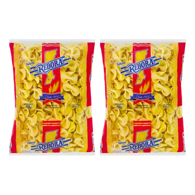 Fideos Moñitos Rebora 500 Grs Secos Laminados Combo X2